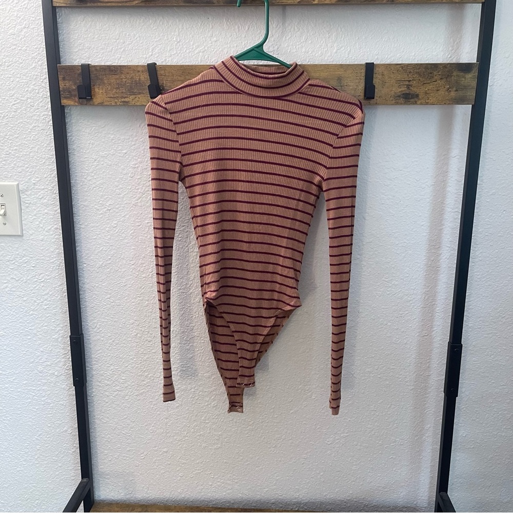 Forever 21 Striped Long Sleeve Bodysuit